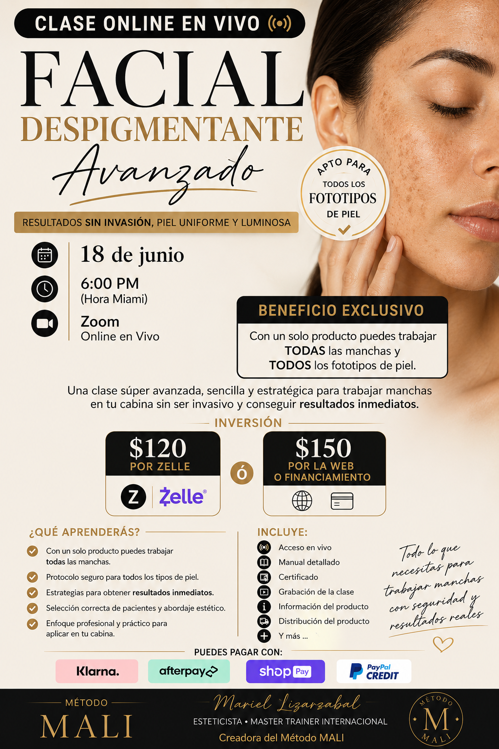 Técnica Avanzada Despigmentante para todo tipo de Manchas
